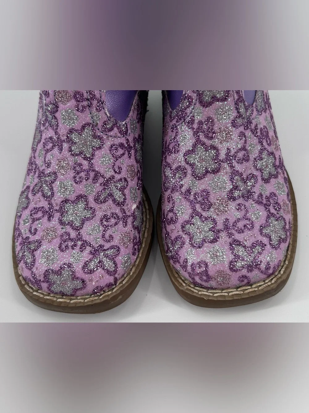 Roper Kids Lavender Floral Glitter Western Cowboy Boots - Toddler Size 6